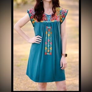 Savanna Jane Floral Embroidered babydoll bodice dress- sz S